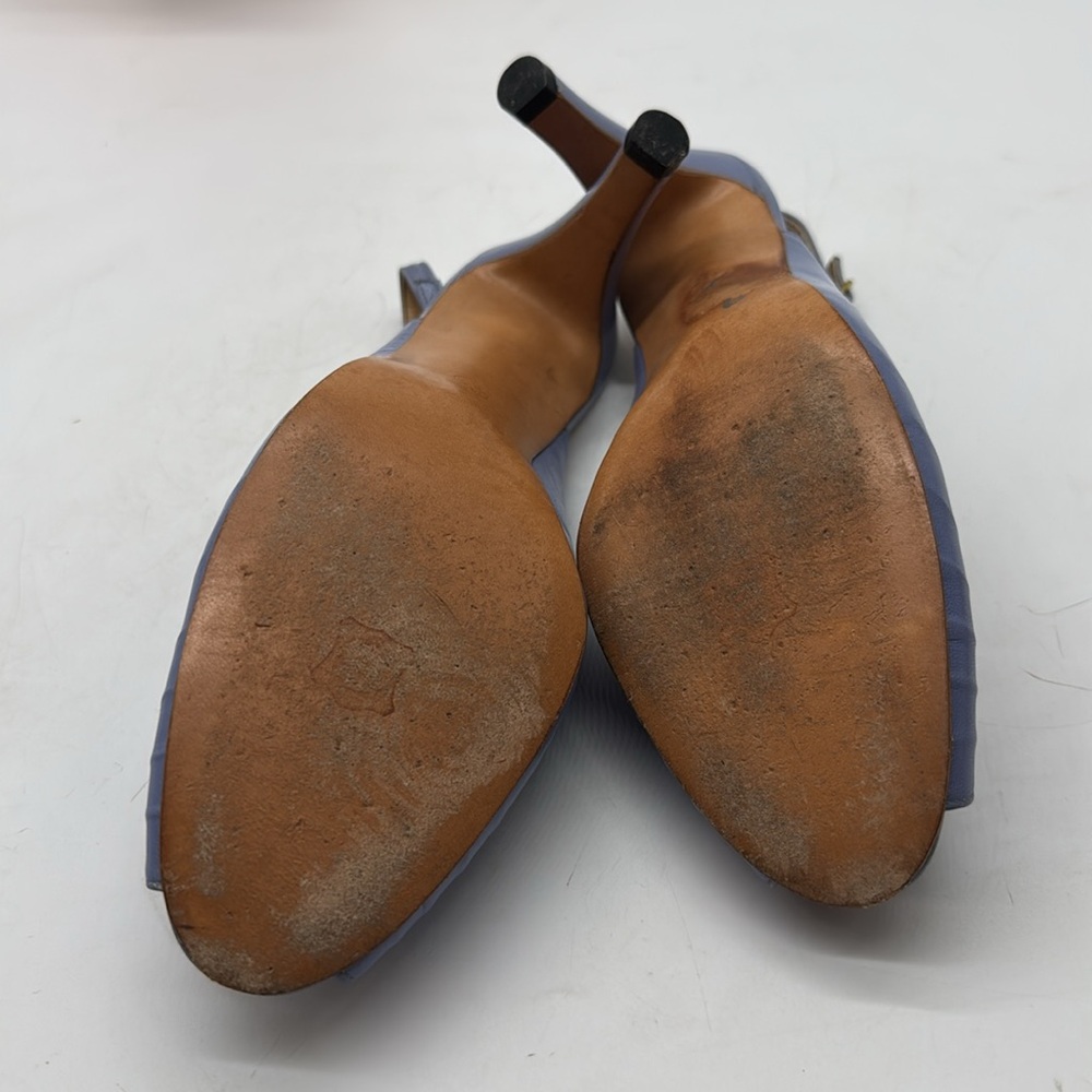 Bonwit Teller Vintage Cornflower Blue Peep-Toe Slingbacks Size 9 MCH8214B - Picture 6 of 8